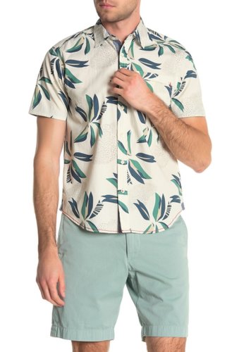 Imbracaminte barbati burnside tropical print short sleeve regular fit shirt stone