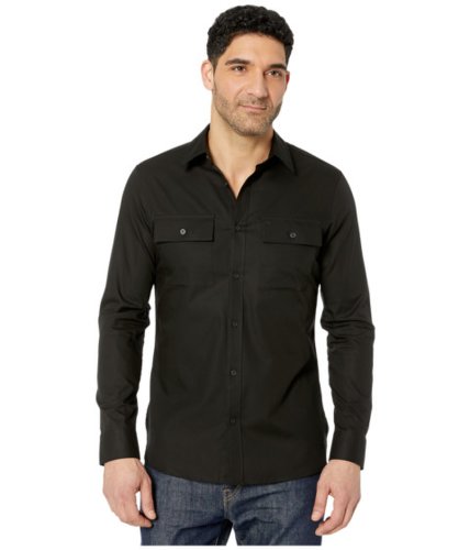 Imbracaminte barbati calvin klein long sleeve solid twill pocket shirt black