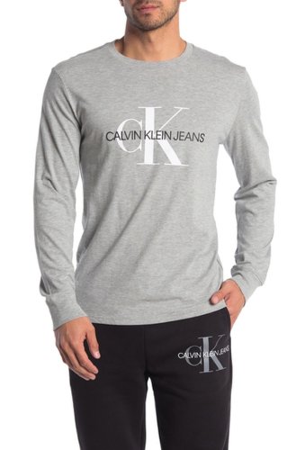 Imbracaminte barbati Calvin Klein monogram long sleeve t-shirt light grey heather