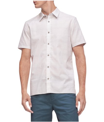 Imbracaminte barbati calvin klein short sleeve stretch cotton casual button-down shirt harbor mist