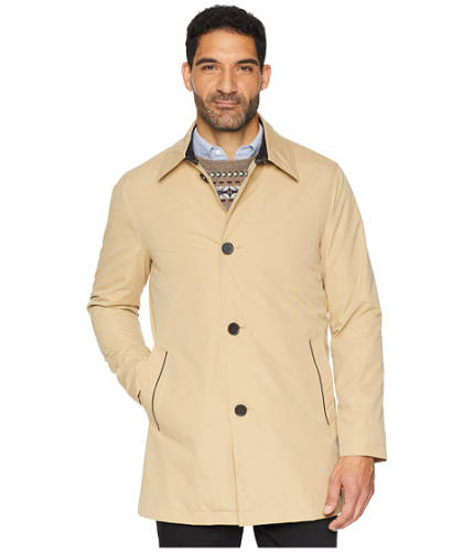 Imbracaminte barbati cole haan city rain button front carcoat with detachable liner tan