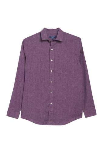 Imbracaminte barbati cole haan linen blend regular fit shirt grape jam