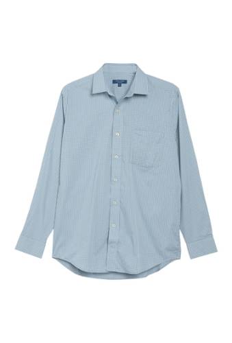 Imbracaminte barbati cole haan mini gingham regular fit print shirt smoke blue