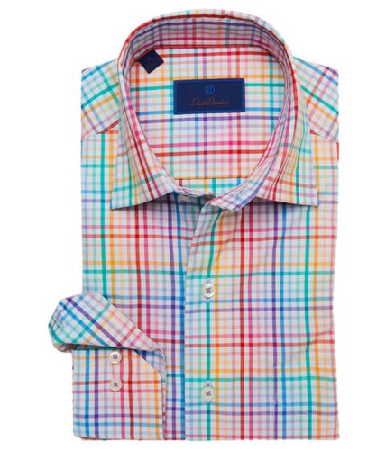 Imbracaminte barbati david donahue multi colored melange tattersall sport shirt bluemulti