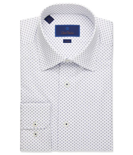 Imbracaminte barbati david donahue trim fit mini printed flower dress shirt white