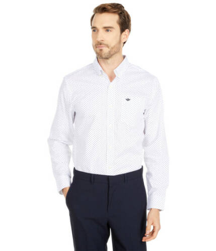 Imbracaminte barbati dockers long sleeve signature comfort flex shirt paper white print 1