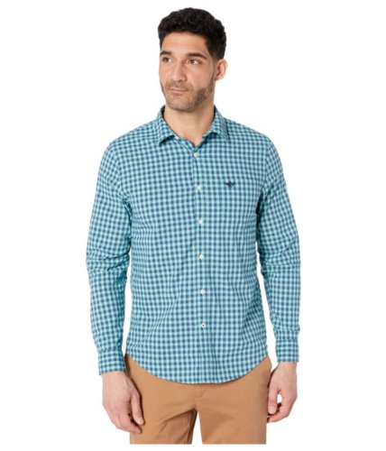 Imbracaminte barbati dockers supreme flex modern fit long sleeve shirt aqua greengingham plaid