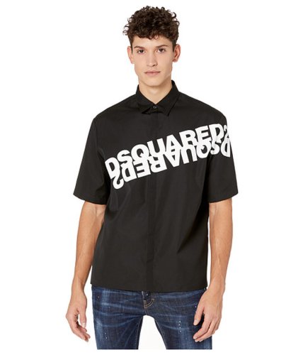 Imbracaminte barbati dsquared2 mirrored logo print shirt black