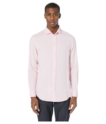 Imbracaminte barbati emporio armani soft textured seersucker long sleeve sport shirt pink