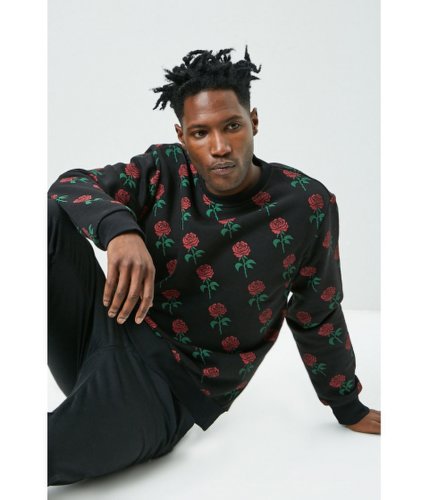 Imbracaminte barbati forever21 fleece rose print sweatshirt blackred