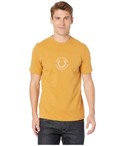 Imbracaminte barbati fred perry circular embroidered t-shirt dark gold