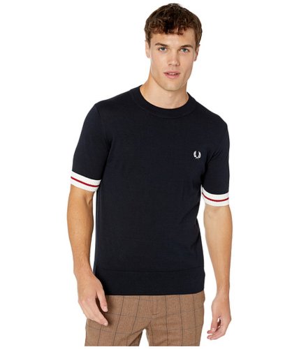 Imbracaminte barbati fred perry contrast trim knitted t-shirt navy