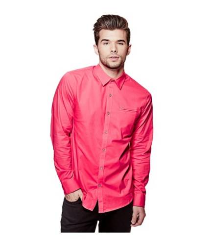 Imbracaminte barbati guess cowan slim-fit shirt summer love pink