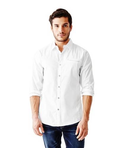 Imbracaminte barbati guess cowan slim-fit shirt true white