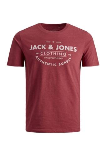 Imbracaminte barbati jack jones logo crew neck graphic t-shirt rio red