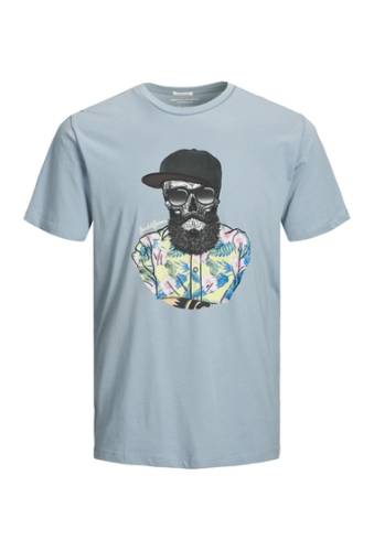Imbracaminte barbati jack jones ricky crew neck graphic t-shirt ashley blue