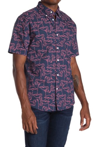 Imbracaminte barbati joe fresh flamingo print short sleeve shirt navy