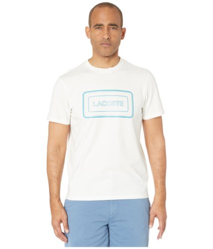Imbracaminte barbati lacoste short sleeve graphic reflective lacoste print on chest quotmotionquot cake flour white