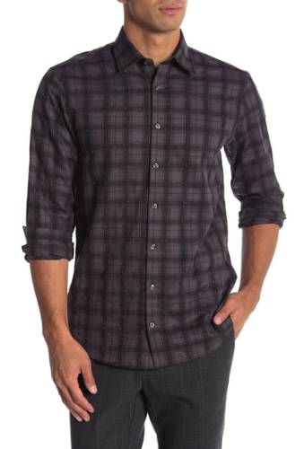 Imbracaminte barbati lindbergh long sleeve checkered regular fit shirt grey