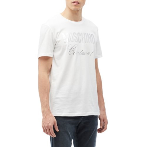 Imbracaminte barbati moschino foil print logo t-shirt fantasy print white