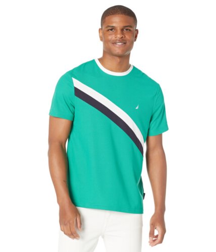 Imbracaminte barbati nautica navtech sustainably crafted chest-stripe t-shirt green lake