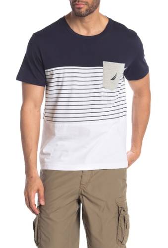 Imbracaminte barbati nautica stripe colorblock pocket t-shirt navy