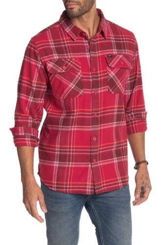 Imbracaminte barbati obey caldwell regular fit plaid button-up flannel shirt red multi