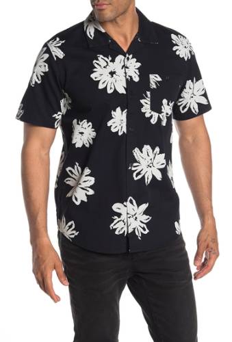 Imbracaminte barbati obey logan short sleeve floral regular fit woven shirt black multi
