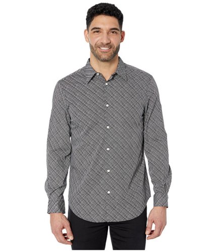 Imbracaminte barbati perry ellis etched grid print stretch long sleeve button-down shirt bright white