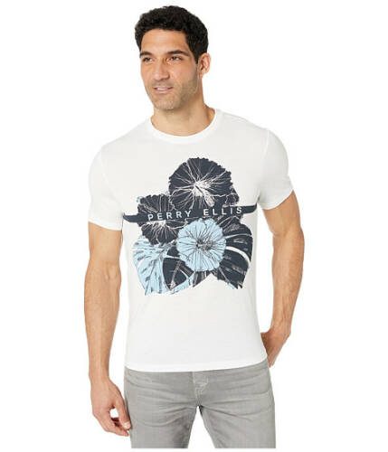 Imbracaminte barbati perry ellis hibiscus graphic print tee shirt bright white