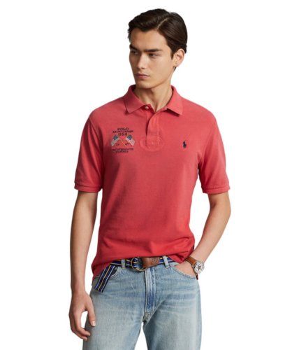 Imbracaminte barbati polo ralph lauren classic fit embroidered mesh polo shirt red