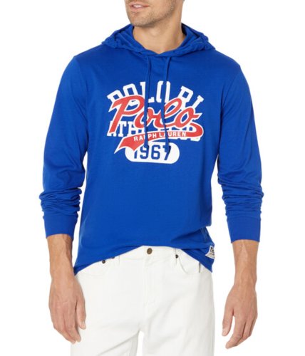 Imbracaminte barbati polo ralph lauren logo jersey hooded t-shirt blue