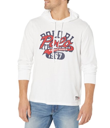 Imbracaminte barbati polo ralph lauren logo jersey hooded t-shirt white