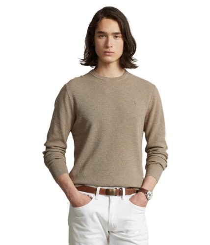 Imbracaminte barbati polo ralph lauren textured-knit cotton sweater honey brown heather
