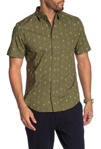 Imbracaminte barbati public opinion patterned short sleeve regular fit hawaiian shirt olive cactus