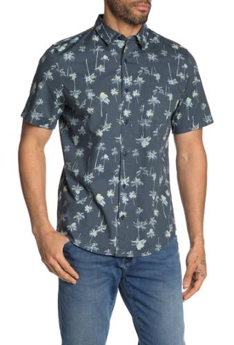 Imbracaminte barbati public opinion short sleeve regular fit print woven shirt navy palm fade