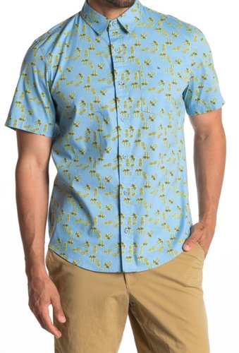 Imbracaminte barbati public opinion short sleeve regular fit shirt blue island pineapples