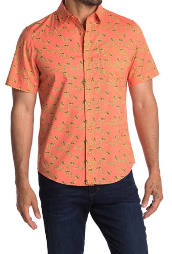 Imbracaminte barbati public opinion short sleeve regular fit shirt coral yellow island pineapples