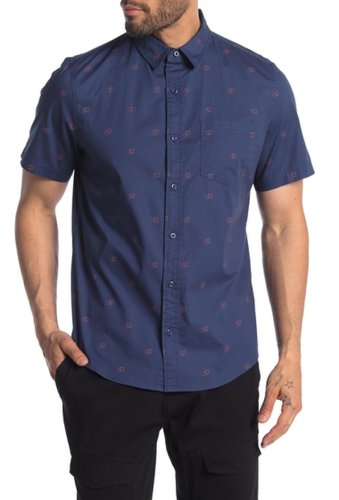 Imbracaminte barbati public opinion short sleeve regular fit shirt navy overlapping squares