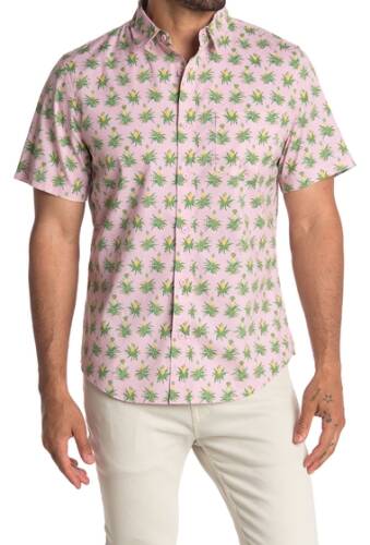 Imbracaminte barbati public opinion short sleeve regular fit shirt pink island pineapples