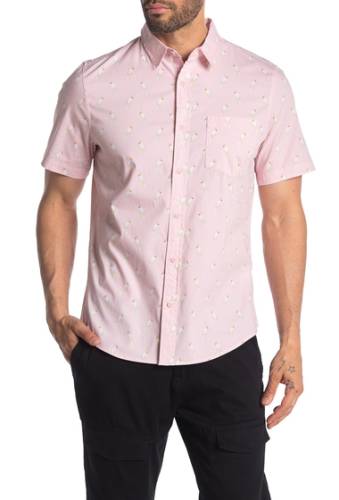 Imbracaminte barbati public opinion short sleeve regular fit shirt pink white parrots