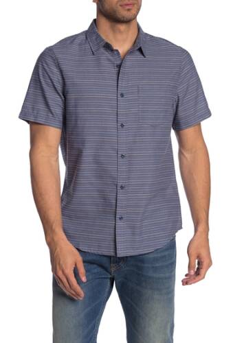 Imbracaminte barbati public opinion striped short sleeve regular fit shirt blue multi stripe