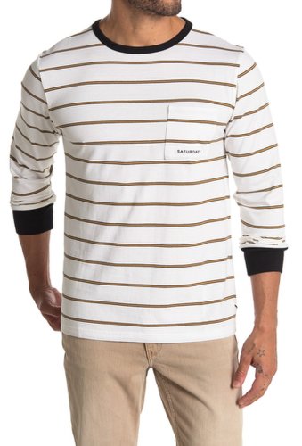 Imbracaminte barbati saturdays nyc mitch stripe knit henley t-shirt white