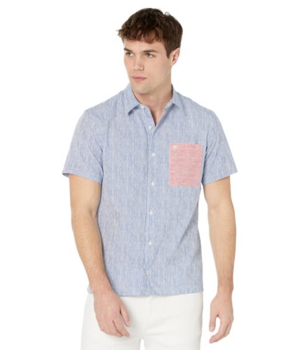 Imbracaminte barbati serge blanco short sleeve striped shirt with contrast pocket blue