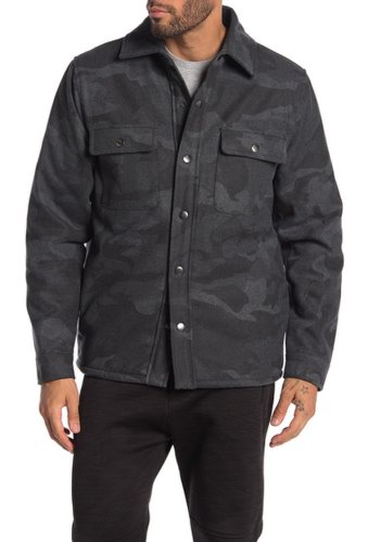 Imbracaminte barbati slate stone camo print fleece lined shirt jacket grey camo