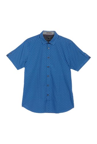 Imbracaminte barbati ted baker london finew geo print slim fit short sleeve shirt blue
