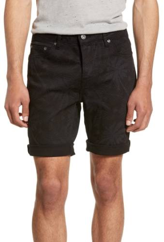 Imbracaminte barbati topman skinny fit palm print denim shorts washed black
