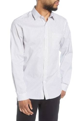 Imbracaminte barbati topman slim fit stripe button-up shirt white multi