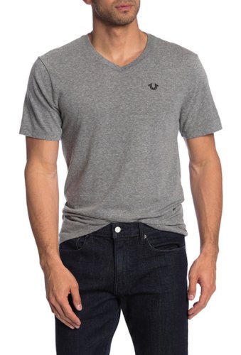 Imbracaminte barbati true religion horseshoe graphic v-neck t-shirt heather grey