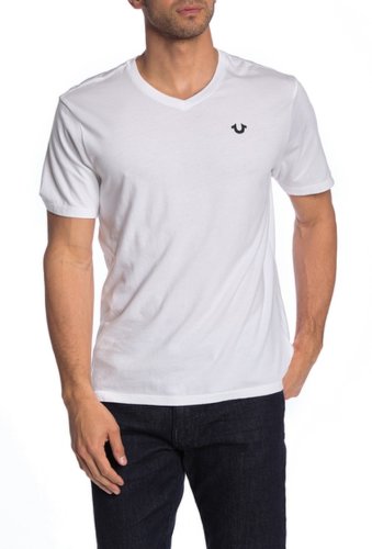 Imbracaminte barbati true religion horseshoe logo v-neck t-shirt white